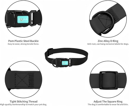 Waterproof Dog Collars,Easy Clean Collar,Adjustable Dog Collars for Small,Medium, Large Dogs(Black, L) - color: Black, size: L