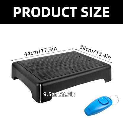 Dog Training Place Board with Whistle, Non-Slip Portable Dog Platform for Agility, Puppy Training Equipment for Small Medium Dogs 17.3"x13.4"x3.8" (Black)