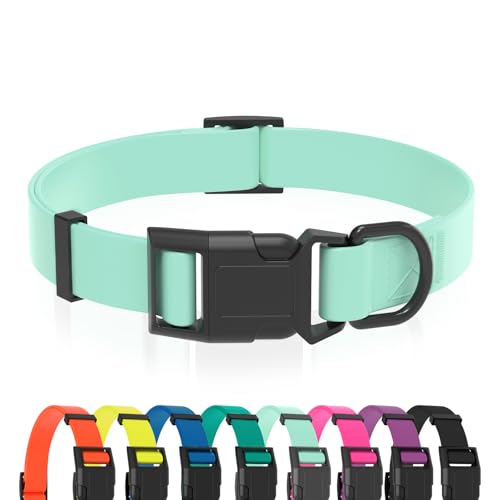 Waterproof Dog Collar, Easy to Clean Rubber Dog Collars with Quick Release Buckle Fits Small Medium or Large Dogs (Mint Green, M < 11.8-18.5 inch) - color: Mint Green, size: M (11.8-18.5 inch)