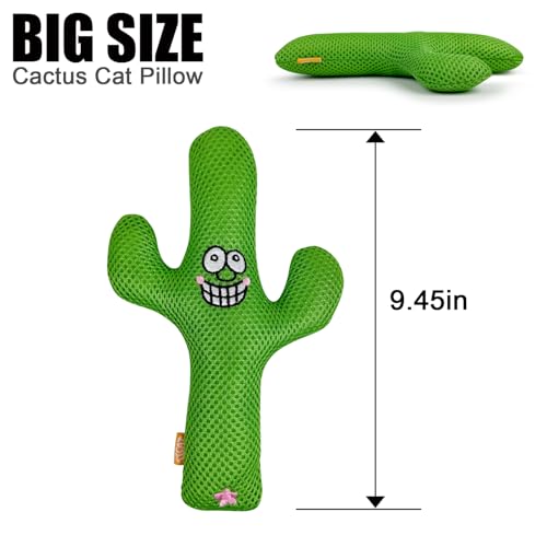 TTcat Catnip Silvervine Matatabi Pillow for Cats & Kittens,Large Cat Cactus Toy Cat Kicker Toy Chew Toy for Indoor Cats. - color: Cactus