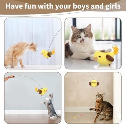 Cat Toys Flapping Birds with Catnip Bags, Rechargeable Chirping Interactive Cat Toy Kicker, Lifelike Birdie Tweets, Indoor Enrichment Moving Wings Cat Exercise Toys for All Breeds Kitten Dog(Oriole) - color: A1
