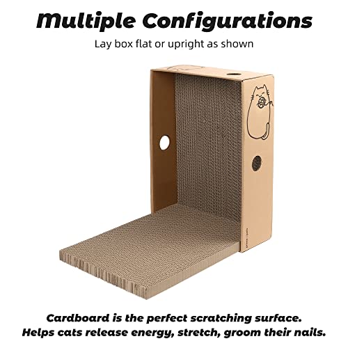 PrimePets Cat Scratcher, Wide Cat Scratch Pad with Box, 5 Pack, XL Reversible Scratcher Cardboard for Indoor Cats, 17x13x5'' Kitty Bed Scratching Board with Catnip, Convenient Replacement Hole Design