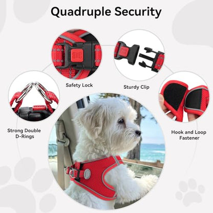 Joytale Small Dog Harness, Breathable Mesh Step-in Vest, Reflective Soft Padded Harnesses for Cats and Puppies Dogs, Red, XXXS - color: Red, size: XXXS--Chest: 10.5-12''