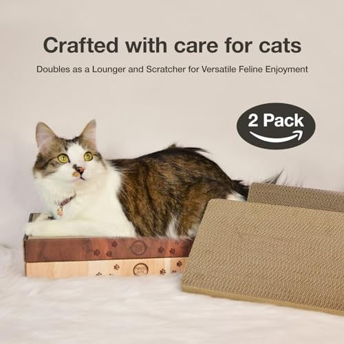 Necoichi Cardboard Cat Scratcher Bed for Indoor Cats - Cat Scratching Board (16" Regular, c. Replacement 2 Pads) - size: 16" Regular