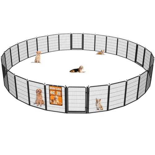 Wide Gate Dog Fence Outdoor Pens Outside,Portable Dog Play Pen 40" H 30 Panels Pet Playpen Exercise Pens for Puppys Small Medium Large Dogs RV Camping Yard Garden Indoor