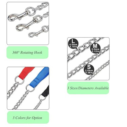 Chain Leash Metal Dog Leash Chrome Plated with Soft Padded Handle for Small Dogs.(S, Red Handle) - color: Red, size: Small