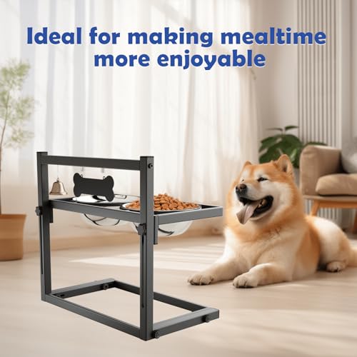Elevated Dog Bowls for Medium and Small Dogs, 5 Height Adjustable & 2 Stainless Steel Bowls 800ml/27oz, Raised Food Dog Water Stand - color: Metal 27oz Bowls, size: Small dogs