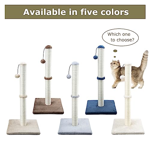 Dimaka 29" Tall Cat Scratching Post, Claw Scratcher with Sisal Rope and Covered with Soft Smooth Plush - color: Blue, size: 29 inches for All Cats
