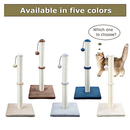 Dimaka 29" Tall Cat Scratching Post, Claw Scratcher with Sisal Rope and Covered with Soft Smooth Plush - color: Blue, size: 29 inches for All Cats