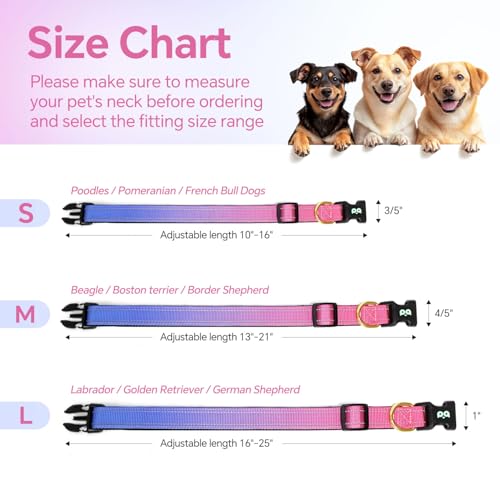 QQPETS Reflective Dog Collar with Soft Neoprene Padded Breathable Nylon Pet Collar Adjustable for Small Medium Large Dogs - color: Blue Pink, size: S
