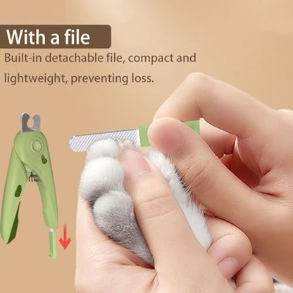 LED Dog Nail Clipper with Light, Illuminate Nails and Bloodline for Safe Trimming, with Nail File, Transparent Guard and Safety Lock, Suitable for Cats and Dogs - color: Green