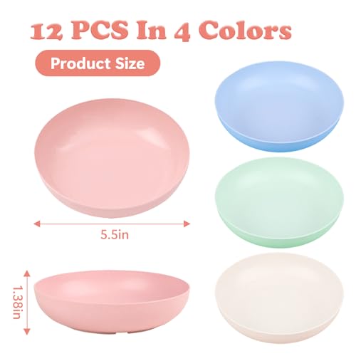[12 Pack] Cat Dishes Whisker Friendly, Shallow Wide Pet Food and Water Bowl, 5.5 Inch Cat Food Dish, Friendly Wet Feeding Bowl, Durable Wheat Straw Pet Bowls, Pet Plate for Kittens (Indoor/Outdoor) - size: 12 Pack