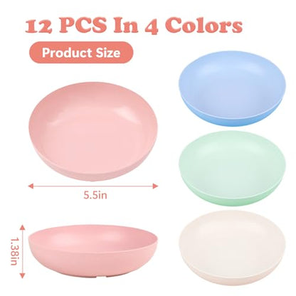 [12 Pack] Cat Dishes Whisker Friendly, Shallow Wide Pet Food and Water Bowl, 5.5 Inch Cat Food Dish, Friendly Wet Feeding Bowl, Durable Wheat Straw Pet Bowls, Pet Plate for Kittens (Indoor/Outdoor) - size: 12 Pack