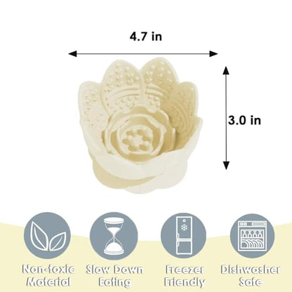 Dog Lick Bowl,Anxiety Relief Slow Feeder Dog Lick Mat Treat Dispenser, Non-Slip Licking Bowl Enrichment Toys for Small Medium Breeds Dogs (Beige, 12x12x7.6CM) - color: Beige