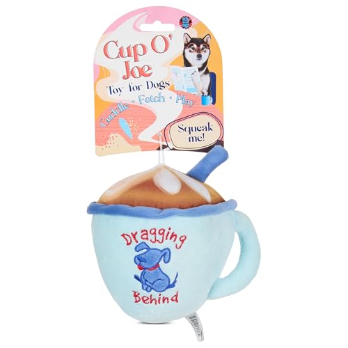 Bow Wow Squeaky Plush Dog Toys – Crinkle Sound – Fun Food & Novelty Shapes – Toss, Tug & Fetch – Canvas & Plush – for Small to Medium Dogs – Multiple Styles (1 Count) - color: Coffee Cup (V1)