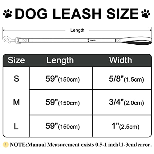 Tunkoo Dog Leash Plaid with Soft Comfy Cotton Handle，Girl Pet for Small Medium Large Dogs Cats Daily Walking（Pink Grid，L） - color: Pink Plaid Leash, size: Large