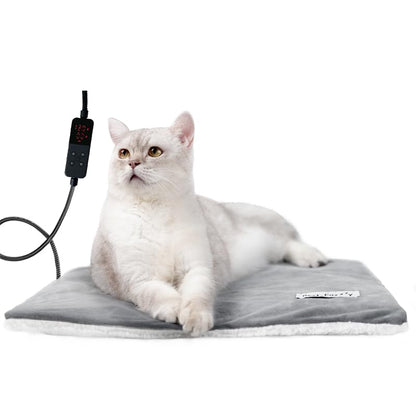 Rest-Eazzzy Cat Heating Pad & Bed - Heated Cat Bed with Removable Cover & 5-Level Timer & Temperature Control (Pure-Grey) - color: Grey, size: Small-1 Pack