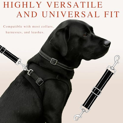 Dual-Clasp Dog Collar Safety Connector, No-Pull Harness-to-Collar Clip, Pet Extension Leash for Training & Walking