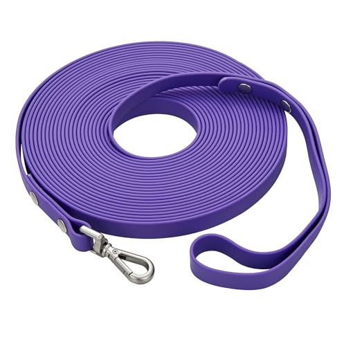 Waterproof Long Dog Training Leash 50ft Outdoor PVC Dog Leashes Great for Large Medium Small Dog Training Lead,Beach,Yard,Play,Camping(Purple - color: Purple, size: 50ft