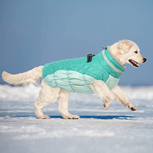 Lelepet Dog Coat Warm Dog Winter Coat Waterproof Dogs Jacket with Harness Built in Reflective Pet Fleece Vest Zip-Up Cold Weather Coats for Dogs Turtleneck & Windproof Coats Chihuahua Mint Green XS - color: Neo Mint, size: X-Small
