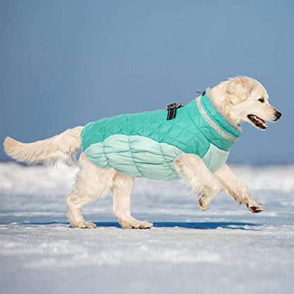 Lelepet Dog Coat Warm Dog Winter Coat Waterproof Dogs Jacket with Harness Built in Reflective Pet Fleece Vest Zip-Up Cold Weather Coats for Dogs Turtleneck & Windproof Coats Chihuahua Mint Green XS - color: Neo Mint, size: X-Small