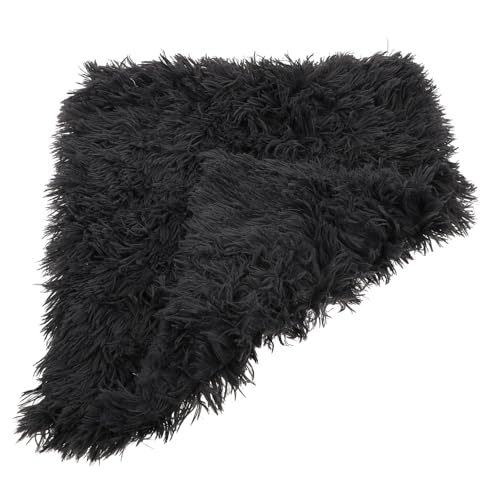 Ciieeo Fluffy Pet Pad Double-Layer Plush Dog Blanket Warm Soft Crate Mat Anti-Slip Cushion for Small Medium Large Dogs and Cats Deep Gray S