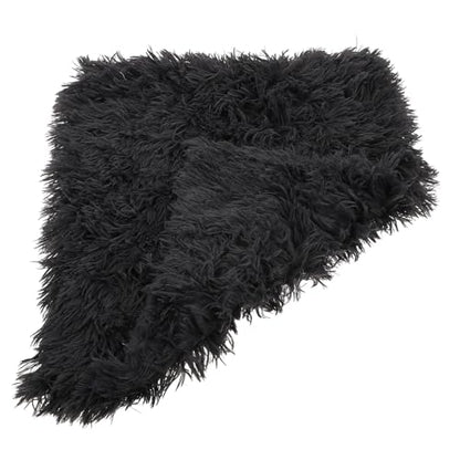 Ciieeo Fluffy Pet Pad Double-Layer Plush Dog Blanket Warm Soft Crate Mat Anti-Slip Cushion for Small Medium Large Dogs and Cats Deep Gray S