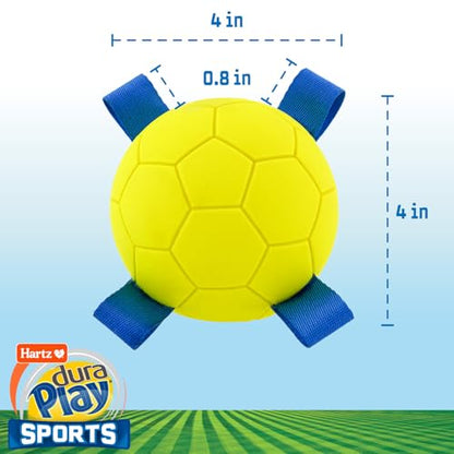 Hartz Dura Play Sports Soccer Dog Toy, Bacon Scented Squeaky Latex Yellow & Blue Toy, 1 Count - size: 1 Count, style: Soccer Ball
