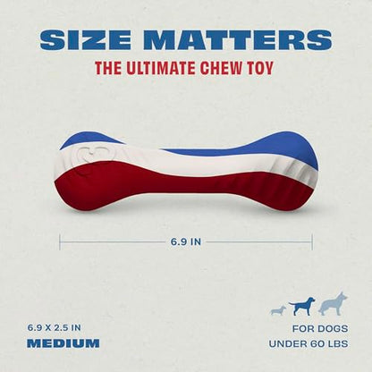 Benebone Natural Rubber Dog Chew Toy, Dog Bone, Limited Edition America 250, Medium - size: 1 Pack, style: America 250 - Bone