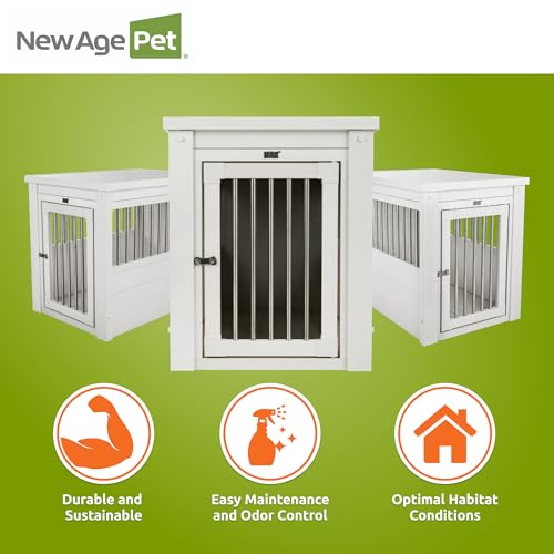 New Age Pet ecoFLEX Pet Crate/End Table, Medium, Antique White, Model:EHHC404M - color: Antique White, size: 29.5"L x 21.1"W x 25.2"H