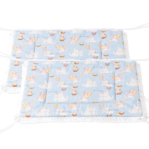 2PCS Reversible Silent Cat Bed Self Warming Pet Pad Thin Style Mat Washable Cushion Pad, Pad for Window Perch Outdoor Cat Houses, for Cats, Small Dogs, Rabbits, Non Electric,(Blue Kitten,XS) - color: Blue Kitten, size: X-Small