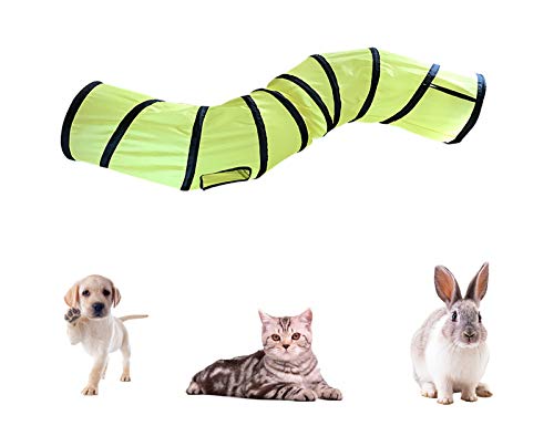 iCAGY Cat Tunnel for Indoor Cats Interactive, Rabbit Tunnel Toys, Pet Toys Play Tunnels for Cats Kittens Rabbits Puppies Crinkle Pop Up Yellow 47" Shape S - color: Yellow