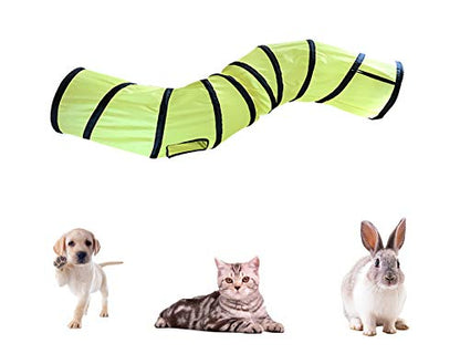 iCAGY Cat Tunnel for Indoor Cats Interactive, Rabbit Tunnel Toys, Pet Toys Play Tunnels for Cats Kittens Rabbits Puppies Crinkle Pop Up Yellow 47" Shape S - color: Yellow