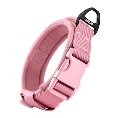 OneTigris Pink Dog Collar for Small Dogs, Soft Padded and Adjustable, Wide Heavy Duty Pet Collars with Durable UTX Buckle for Walking(Pink, S) - color: Pink, size: S(12"-16")