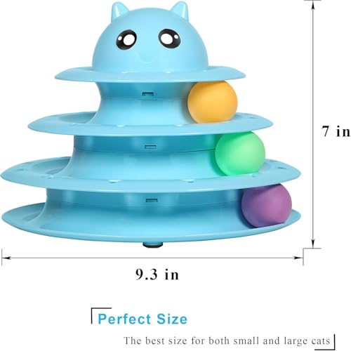 UPSKY Cat Toy Roller 3-Level Turntable Cat Toys Balls with Six Colorful Balls Interactive Kitten Fun Mental Physical Exercise Puzzle Kitten Toys - color: Blue