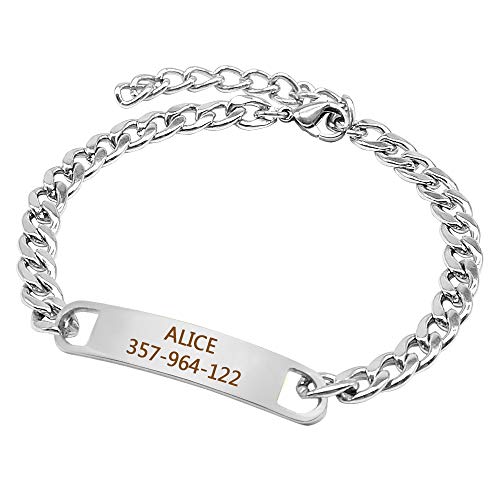 Personalized Cat Dog Chain Collar Customized Engraved Pet Collars Small Dogs Cats Necklace NamePlate Chihuahua Yorkshire (Silver,S) - color: Silver