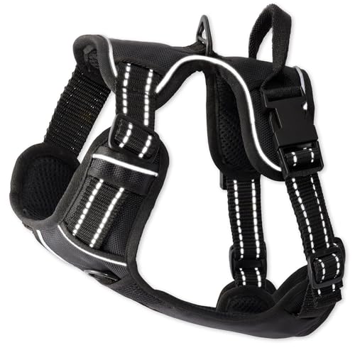 Pet Passion MAX - THE Hardy Reflective Harness, Black, X-Large - color: BLACK, size: X-Large (55-80 lbs)
