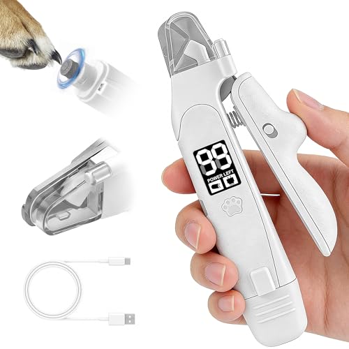 3 in 1 Pet Nail Clipper & Grinder with LED Lights, Ultra Quiet Electric Nail File, USB Rechargeable, 2 Speed Modes & Safety Guard for Small, Medium, Large Dogs and Cats