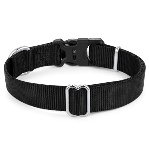 Mikivery Nylon Dog Collar with Quick Release Buckle Soft Adjustable Sturdy for Small Medium Large Dogs Black,M - color: Black, size: M：13"-20"