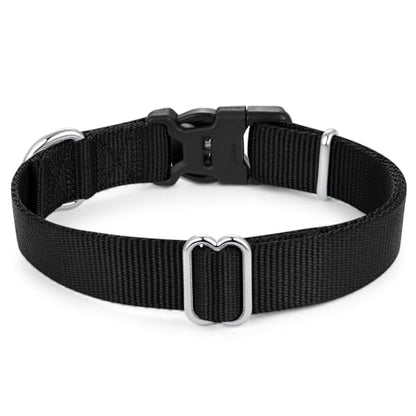 Mikivery Nylon Dog Collar with Quick Release Buckle Soft Adjustable Sturdy for Small Medium Large Dogs Black,L - color: Black, size: L：17.5"-25.5"