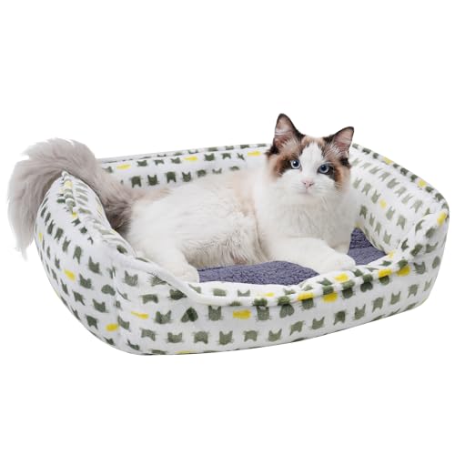 AIWIKIDE Dog Sofa Bed, Anti-Anxiety Puppy Cuddler Bed for Puppy Dog & Cat, Rectangle Washable Bed with Grey Mattress, Extra Small