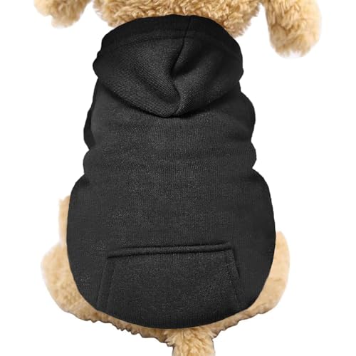 Jecikelon Winter Dog Hoodie Sweatshirts with Pockets Warm Dog Clothes for Small Dogs Chihuahua Coat Clothing Puppy Cat Custume (Black, X-Small) - color: Black, size: X-Small