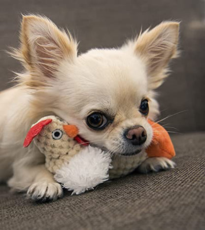 goDog Checkers Just For Me Fat Rooster Squeaky Plush Dog Toy, Chew Guard Technology - White, Mini - color: Checkers - Fat Rooster (White), size: Mini