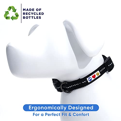 Pawtitas Recycled Dog Collar with Reflective Stitched Puppy Collar Made from Plastic Bottles Collected from Oceans Extra Small Black Sea - color: Recycled Black, size: X-Small (Pack of 1)