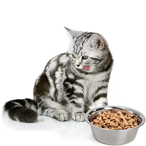 DEAYOU 4-Pack Stainless Steel Dog and Cat Bowl, Metal Food and Water Dish, 8.26" Basic Pet Feed Bowl for Large Medium Dog, 47 OZ Replacement Bowls for Elevated Stand, Dishwasher Safe