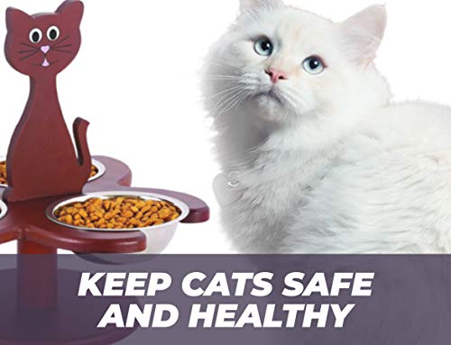 Etna Pet Store Elevated Cat Bowls - Wooden, Raised Pet Feeder Promotes Better Digestion, Easy on Joints - Multiple Feeder with 3 Removable Bowls for Food and Water - Brown