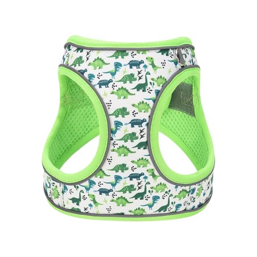 Step in Dog Harness No Pull Dinosaur Adjustable Soft Mesh Padded Reflective Pet Vest Harness and Leash Set for Small Medium Dogs - color: Green, size: XXS(neck:8.5"-9.5",chest:10"-11.5")