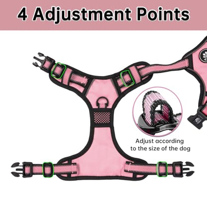 No Pull Dog Harness,Adjustable Oxford Dog Vest Harness with Leash,Reflective No-Choke Pet Harness with Easy Control Soft Handle for Small Dogs(Small,Pink)