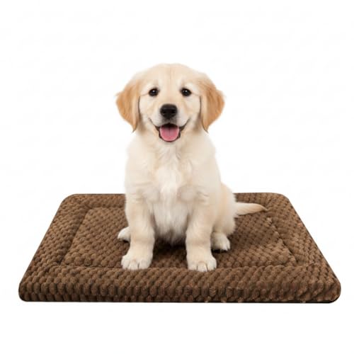 Dog Bed Mat, Reversible Dog Crate Pad for Small Medium Dogs & Cats, Soft Washable Kennel Mat with Non-Slip Bottom, Lightweight Pet Bed for Crate, Cage, Home and Travel（Dark Brown, 24" L*18" W*1.5" Th - color: Dark brown, size: 24"L*18"W*1.5"Th