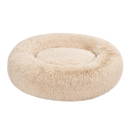 Amazon Basics Washable Donut Pet Bolster Faux Fur Bed with Removable Cover, Anti-Slip Bottom for Dog, Beige, 36" x 36" - color: Beige, size: 36" x 36"